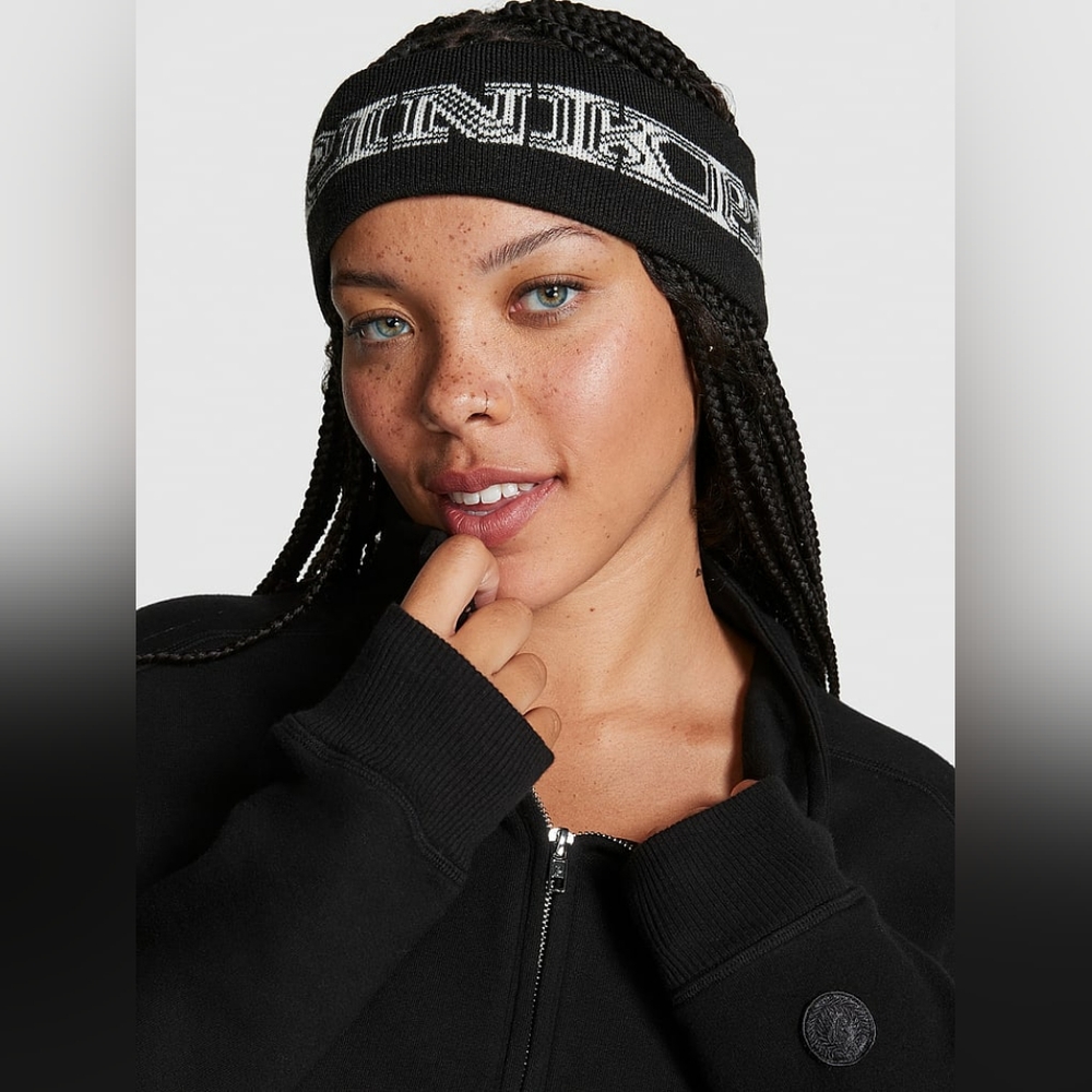 PINK Brand Rib Headband Brand New One Size Black/White Color